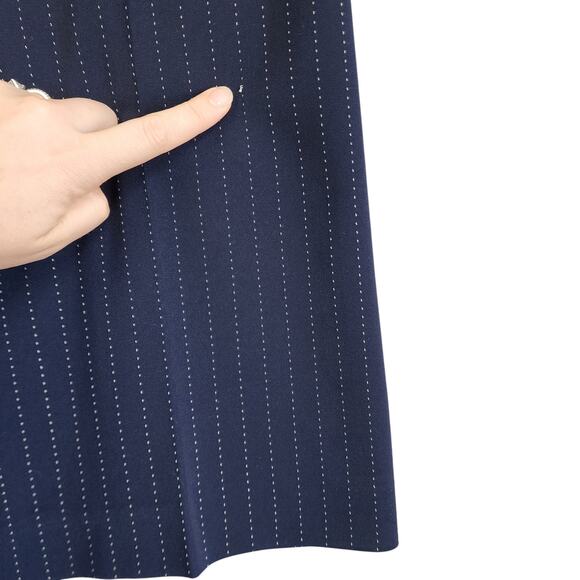 Calvin Klein Womens Pinstripe Wide Leg Dress Pants Side Zip Size 8 Navy White - Picture 5 of 14